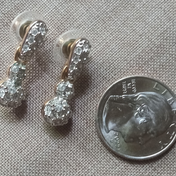 Swarovski Swan Emma Y Drop Gold Plated Crystal Necklace, Dangle  Earrings Vtg - Picture 4 of 12